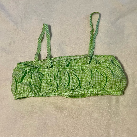 Green White Checkered Crop Top - Picture 2 of 5